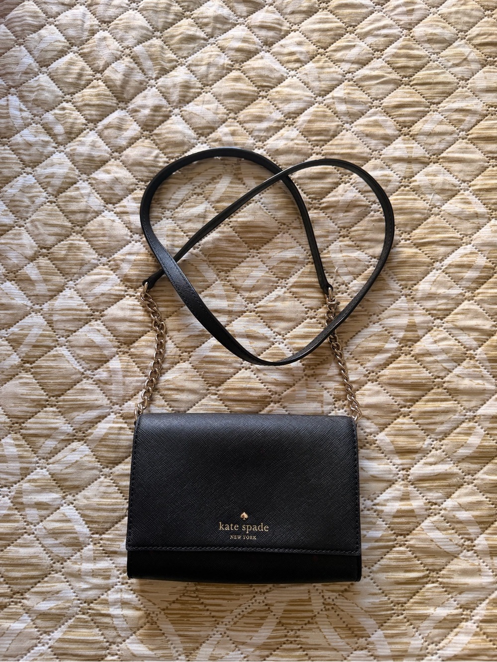 kate spade black and gold crossbody bag